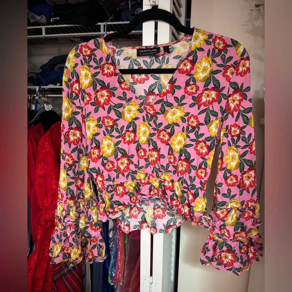 The Fifth Label Pink and Yellow Floral top and skirt set